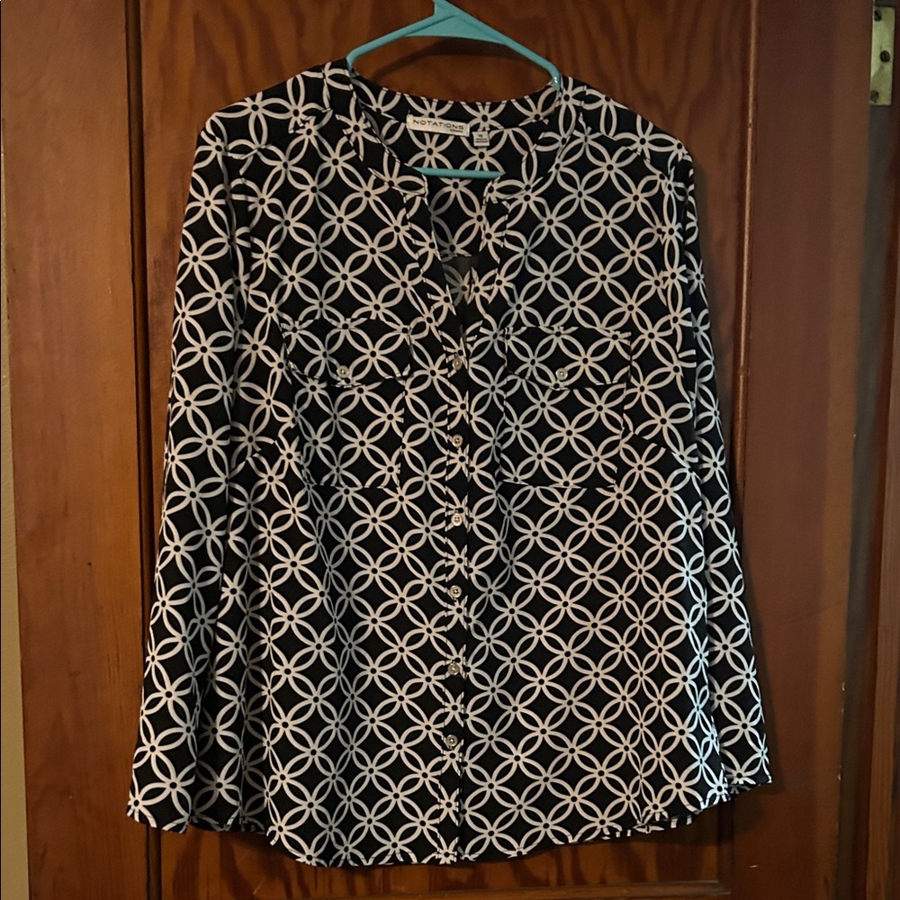 Chic Black and White Geometric Button Down Shirt